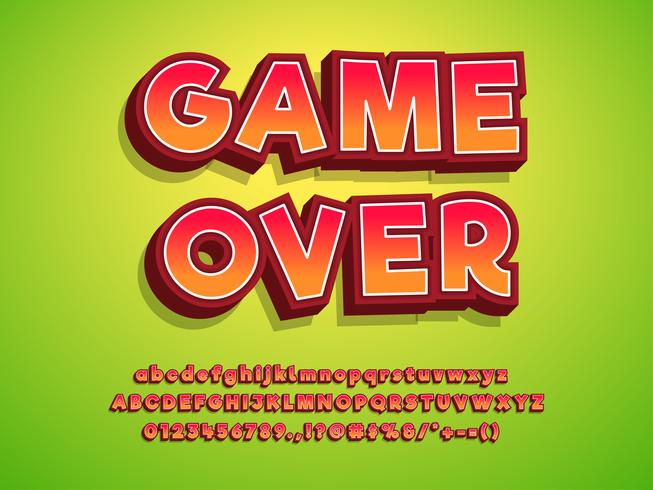 3d Typeface Game Logo Tittle Efeito de texto vetor