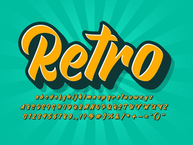 Fonte retro vintage vetor