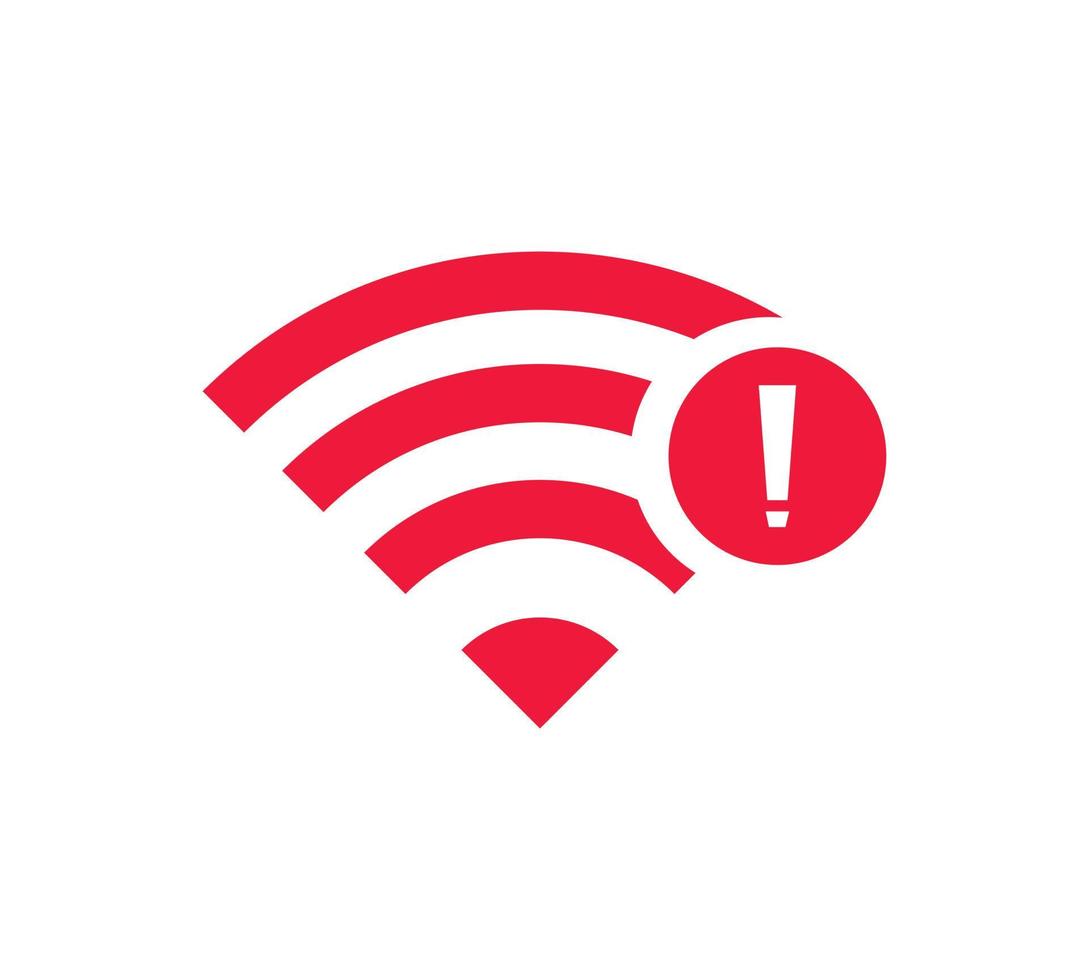 nenhuma rede sem fio sinal símbolo ícone cor vermelha. nenhum ícone de wi-fi vetor