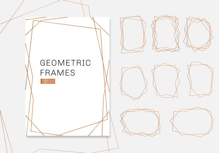 Coleção de quadros de ouro poliedro geométrico. estilo de art deco de modelos de luxo para convite de casamento vetor