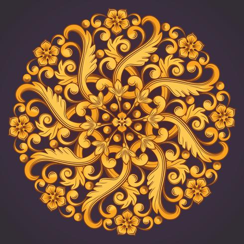 Elemento ornamental redondo bonito para o design em cores laranja amarelas. vetor