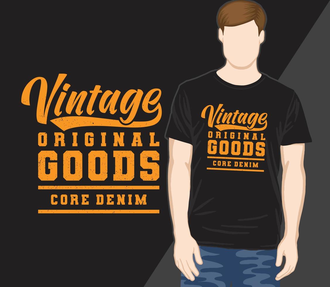 camiseta de design de tipografia de mercadorias originais vintage vetor