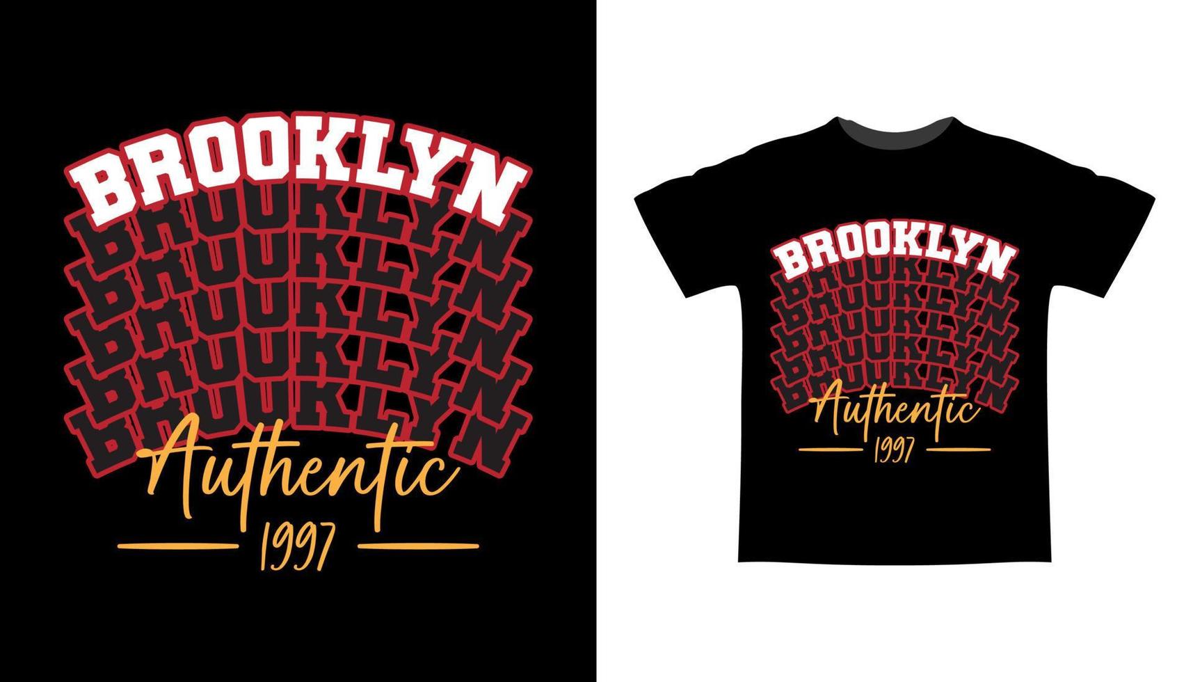 design de t-shirt de tipografia autêntica do brooklyn vetor