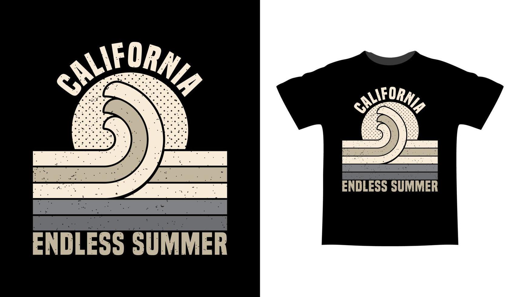 design de t-shirt de tipografia de verão sem fim da califórnia vetor