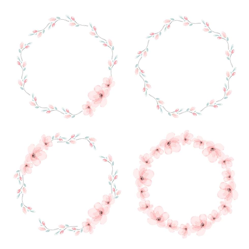 coleção de grinalda de círculo de flor de cerejeira ilustração de vetores eps10
