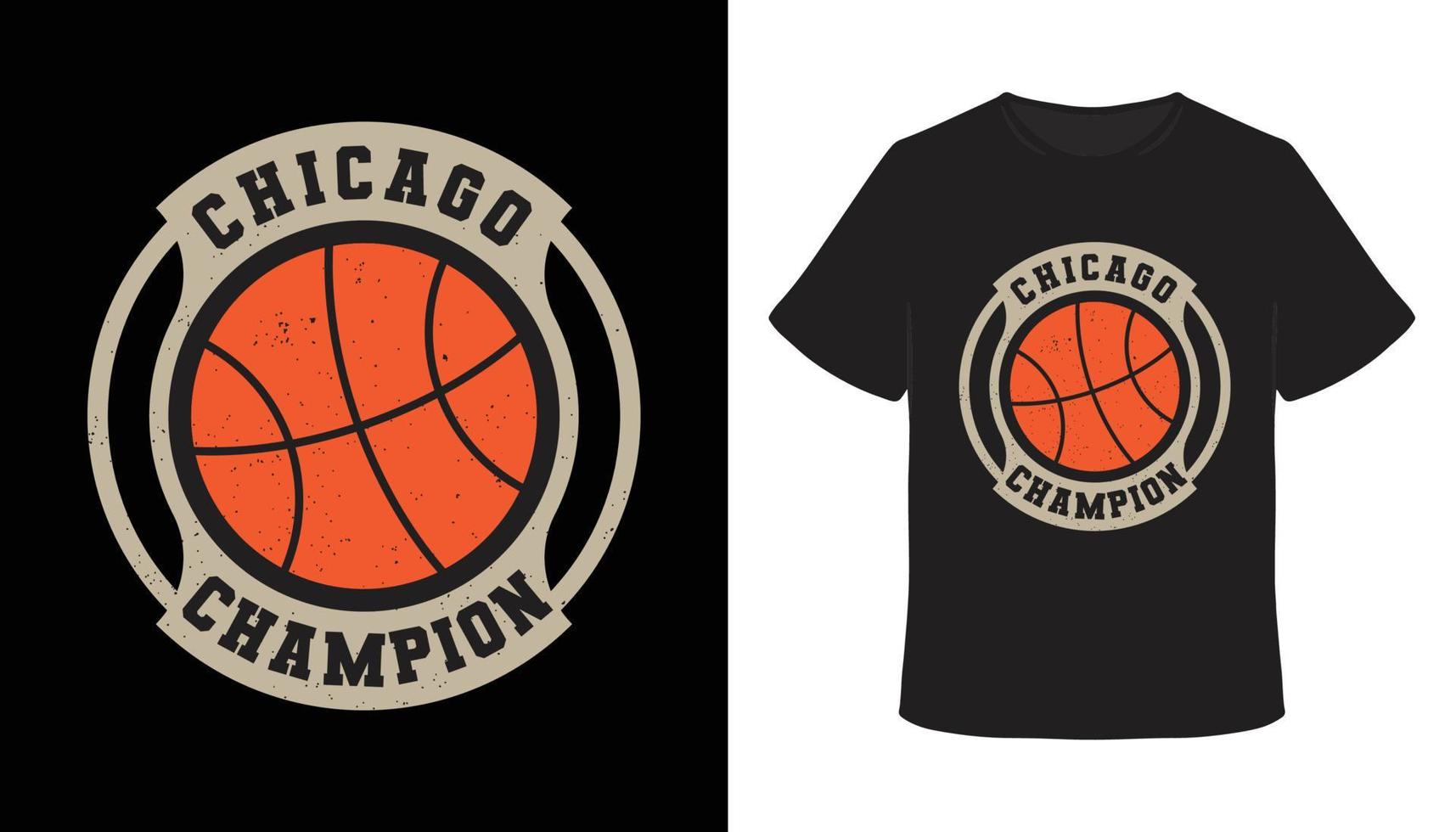 design de camiseta de basquete de tipografia campeão de chicago vetor