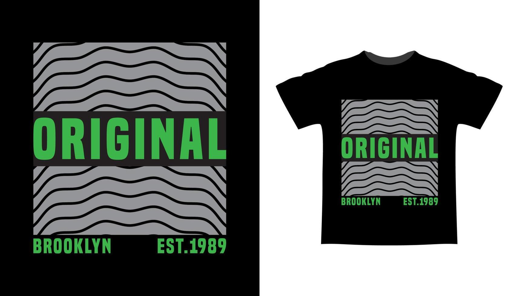 tipografia original do brooklyn com design de t-shirt de formas abstratas vetor