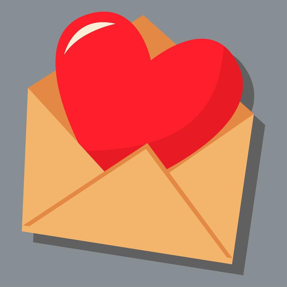 um envelope com uma carta em forma de coração. dia de amor. vetor