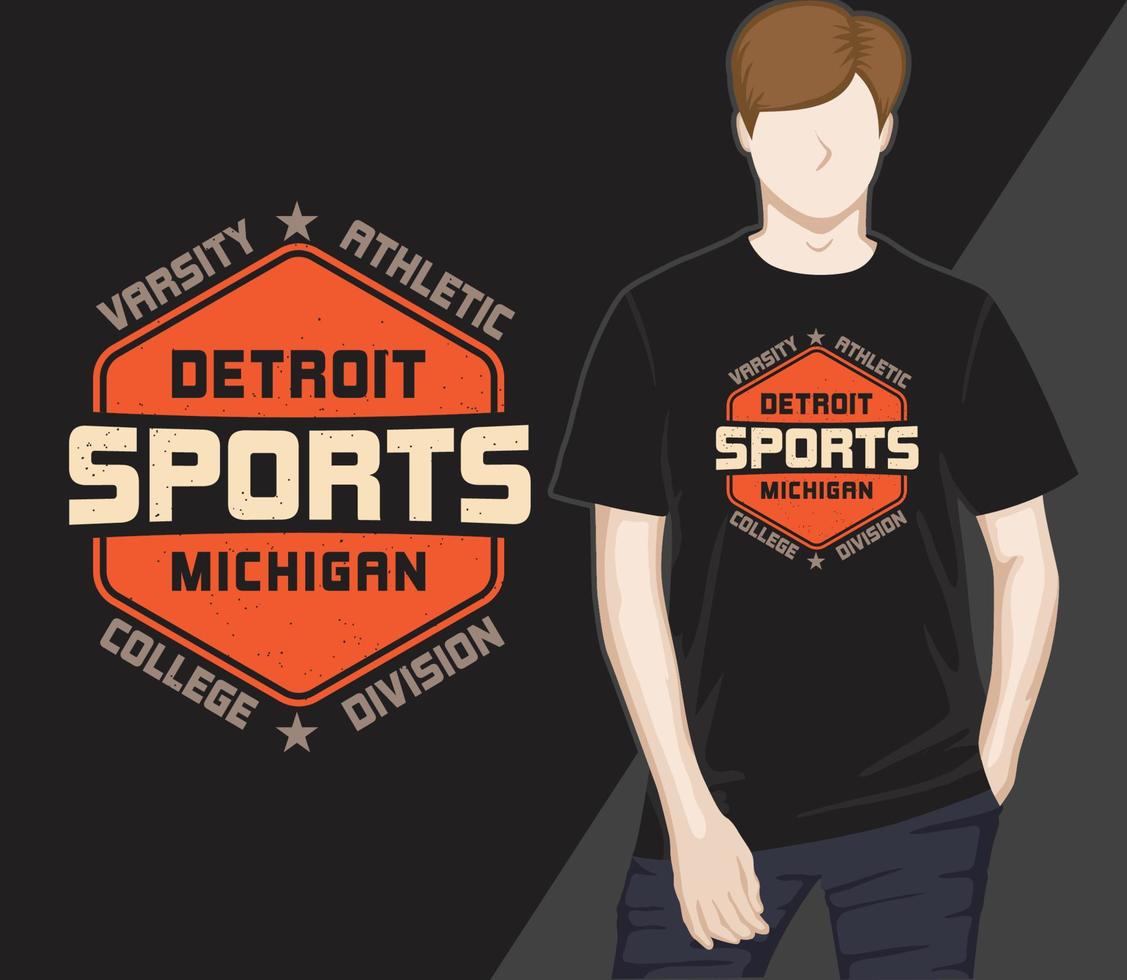 design de t-shirt de tipografia moderna de detroit sport vetor