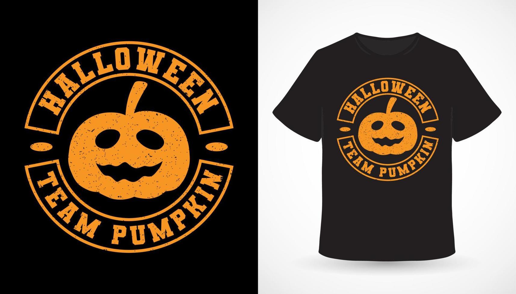 design de t-shirt de tipografia de abóbora de equipe de halloween vetor