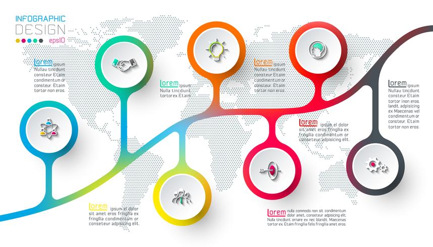 Infográfico de rótulo de círculo com passo a passo. vetor