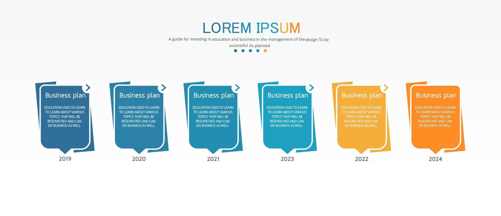 ideia de negócio de apresentação de modelo infográfico de linha do tempo com ícones, opções ou etapas. infográficos para ideias de negócios podem ser usados para gráficos de dados, fluxogramas, sites, banners. vetor