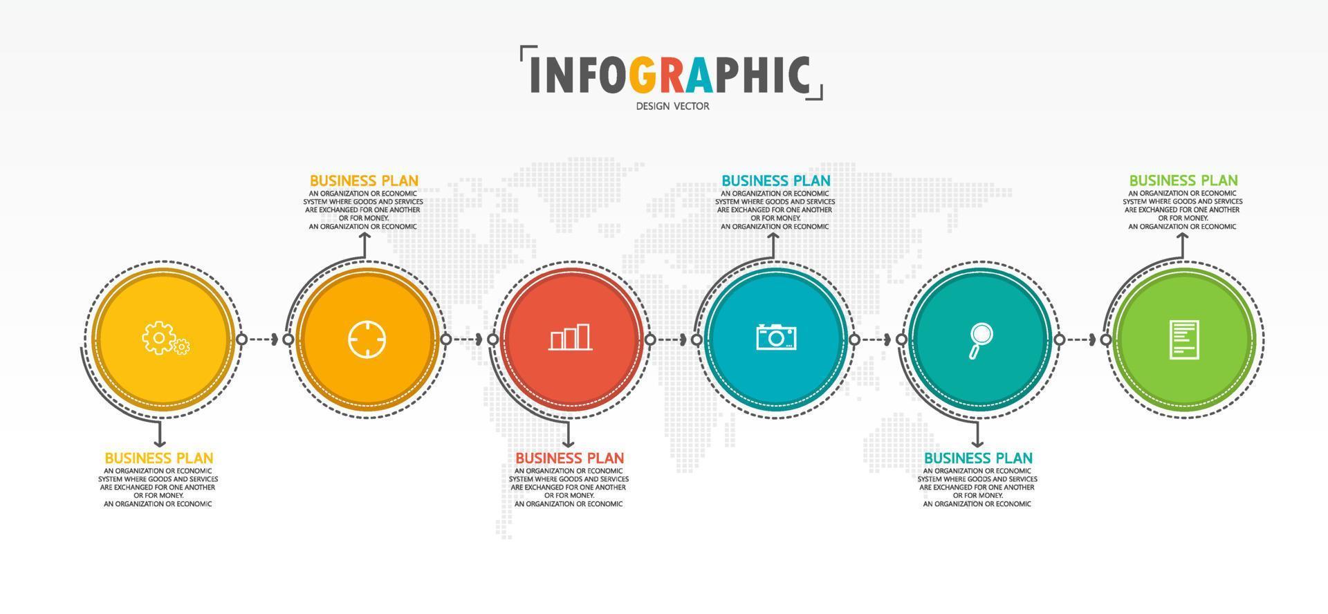 ideia de negócio de apresentação de modelo infográfico de linha do tempo com ícones, opções ou etapas. infográficos para ideias de negócios podem ser usados para gráficos de dados, fluxogramas, sites, banners. vetor