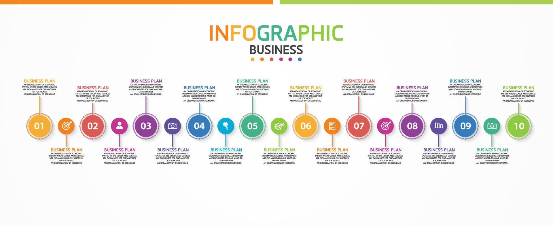 ideia de negócio de apresentação de modelo infográfico de linha do tempo com ícones, opções ou etapas. infográficos para ideias de negócios podem ser usados para gráficos de dados, fluxogramas, sites, banners. vetor