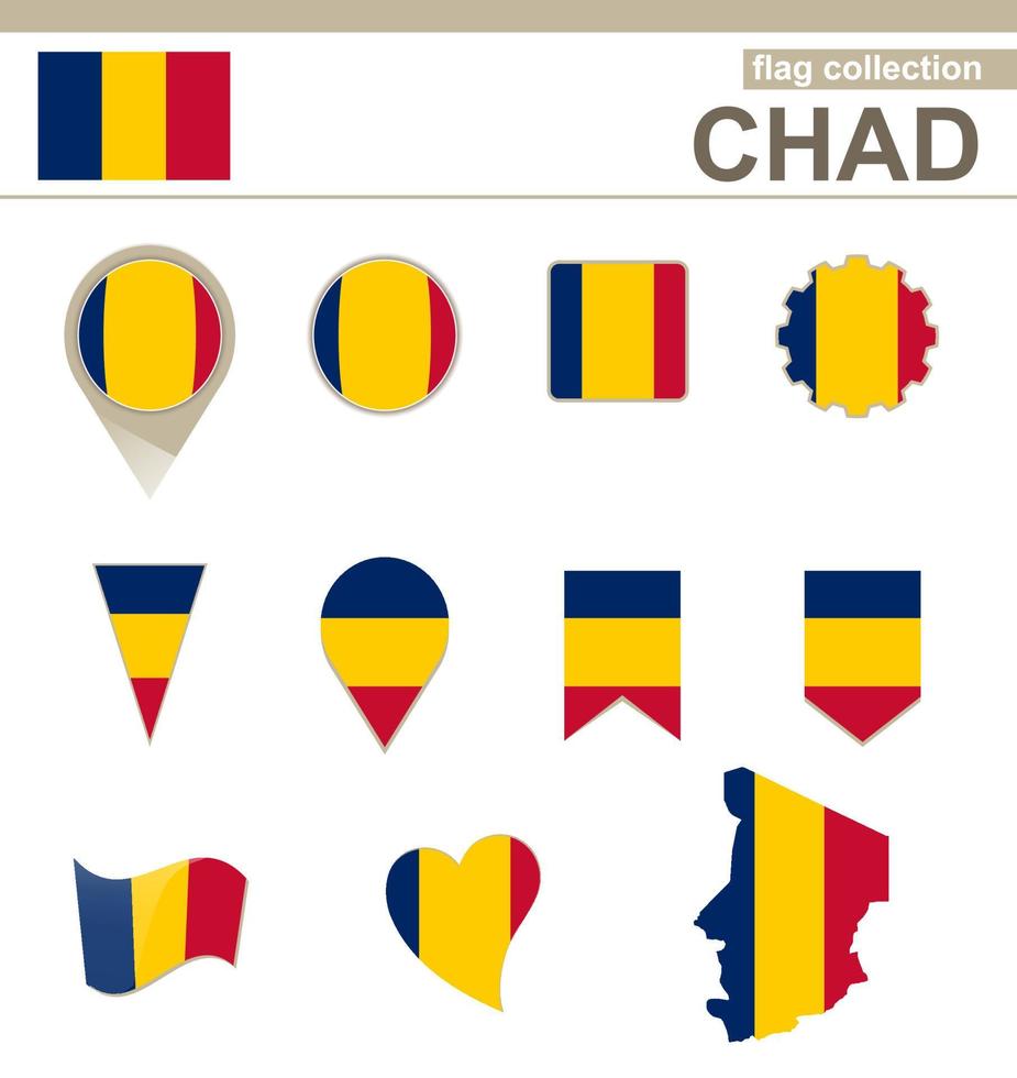 coleção de bandeiras do chad vetor