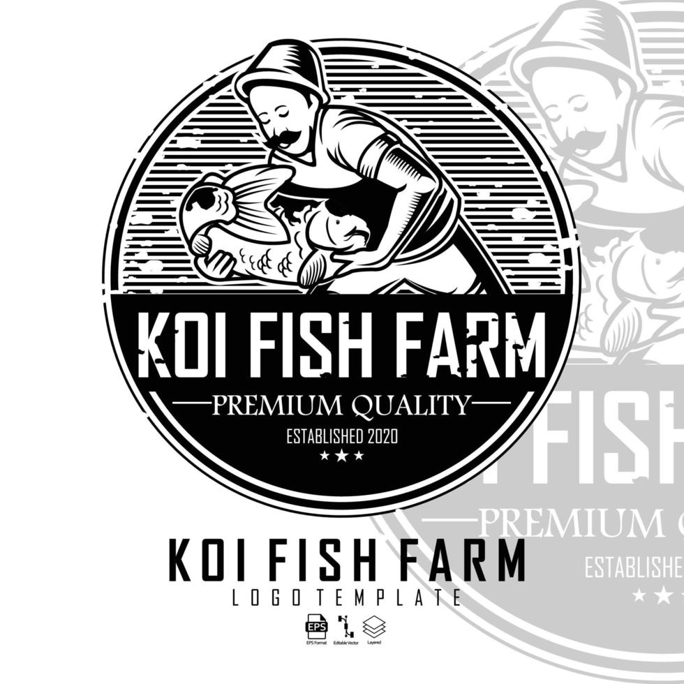modelo de logotipo de fazenda de peixes koi.eps vetor