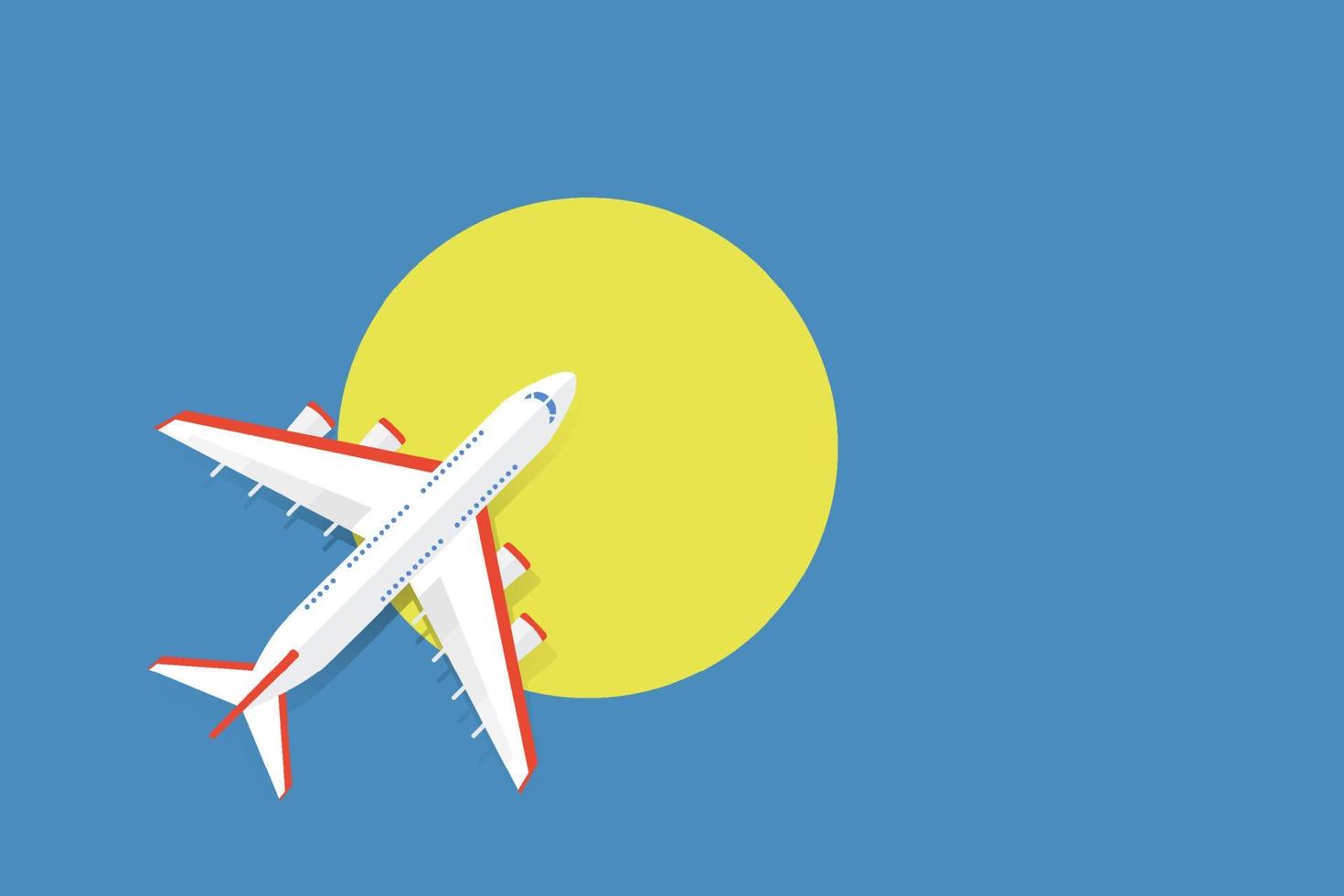 ilustração vetorial de um avião de passageiros sobrevoando a bandeira de palau. conceito de turismo e viagens vetor