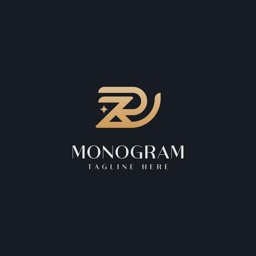 modelo de logotipo de monograma inicial zr rz rz. logotipo do ícone de letra inicial vetor