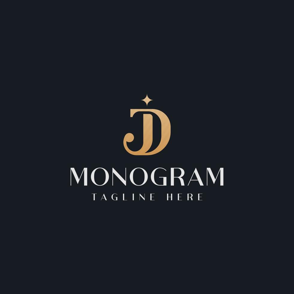 modelo de logotipo de monograma inicial de dj jd dj. logotipo do ícone de letra inicial vetor