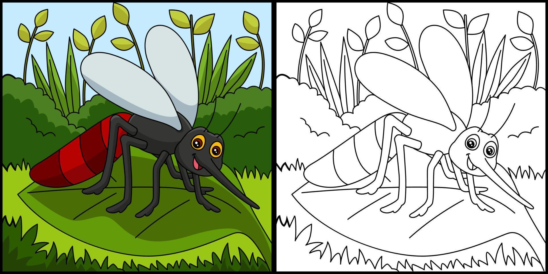 ilustração vetorial de página para colorir de mosquito vetor