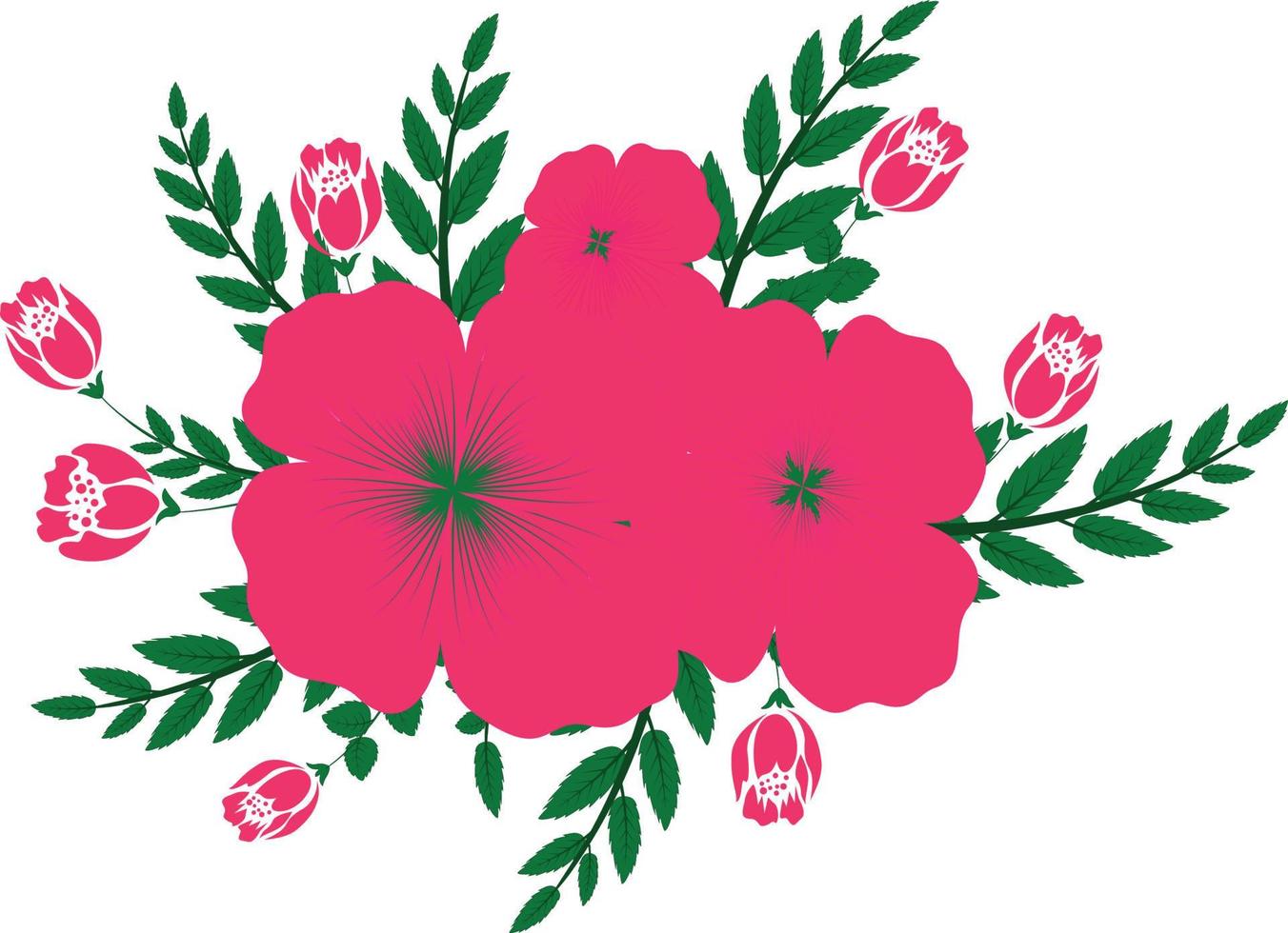 lindas flores cor de rosa. rosas desenhadas à mão, samambaia. design para convite, casamento ou cartões de felicitações. ilustração vetorial vetor