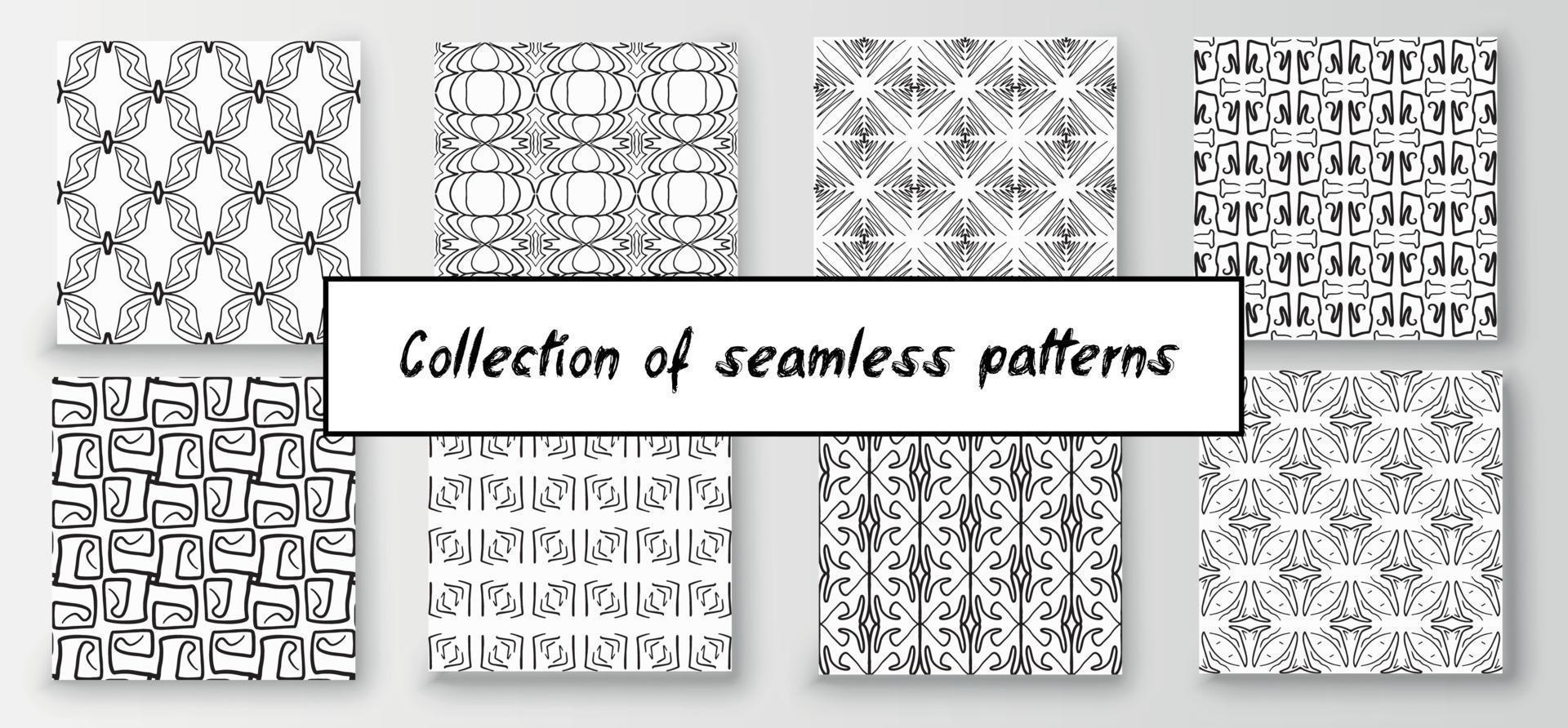 conjunto de padrões geométricos abstratos sem costura desenhados à mão. fundo criativo moderno vetor