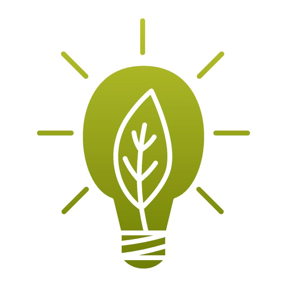 lâmpada ecológica. lâmpada verde com logotipo de folha. símbolo de lâmpada de poupança de energia, ícone. eco amigável. símbolo de energia verde vetor