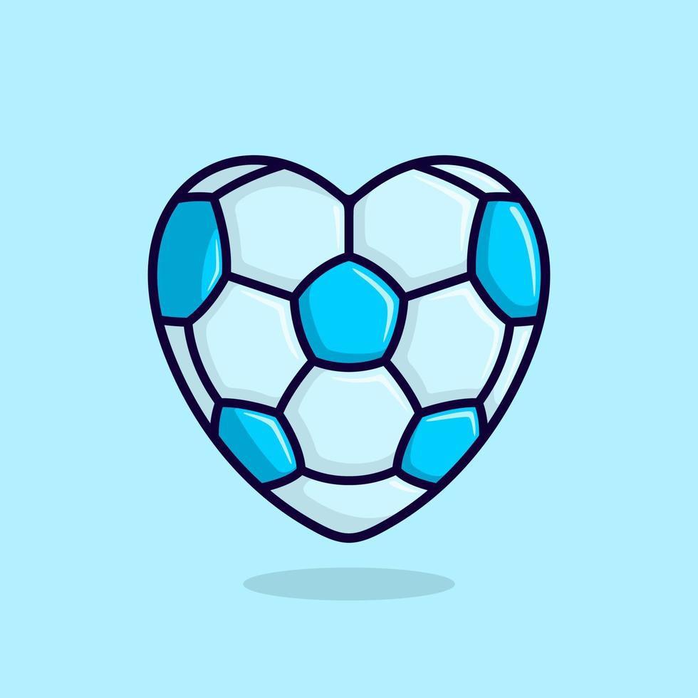 bola de futebol em forma de ilustração vetorial de amor. amo design plano de desenho animado de futebol vetor