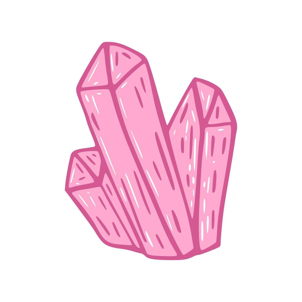 cristais rosa isolados no fundo branco. minerais dos desenhos animados. vetor