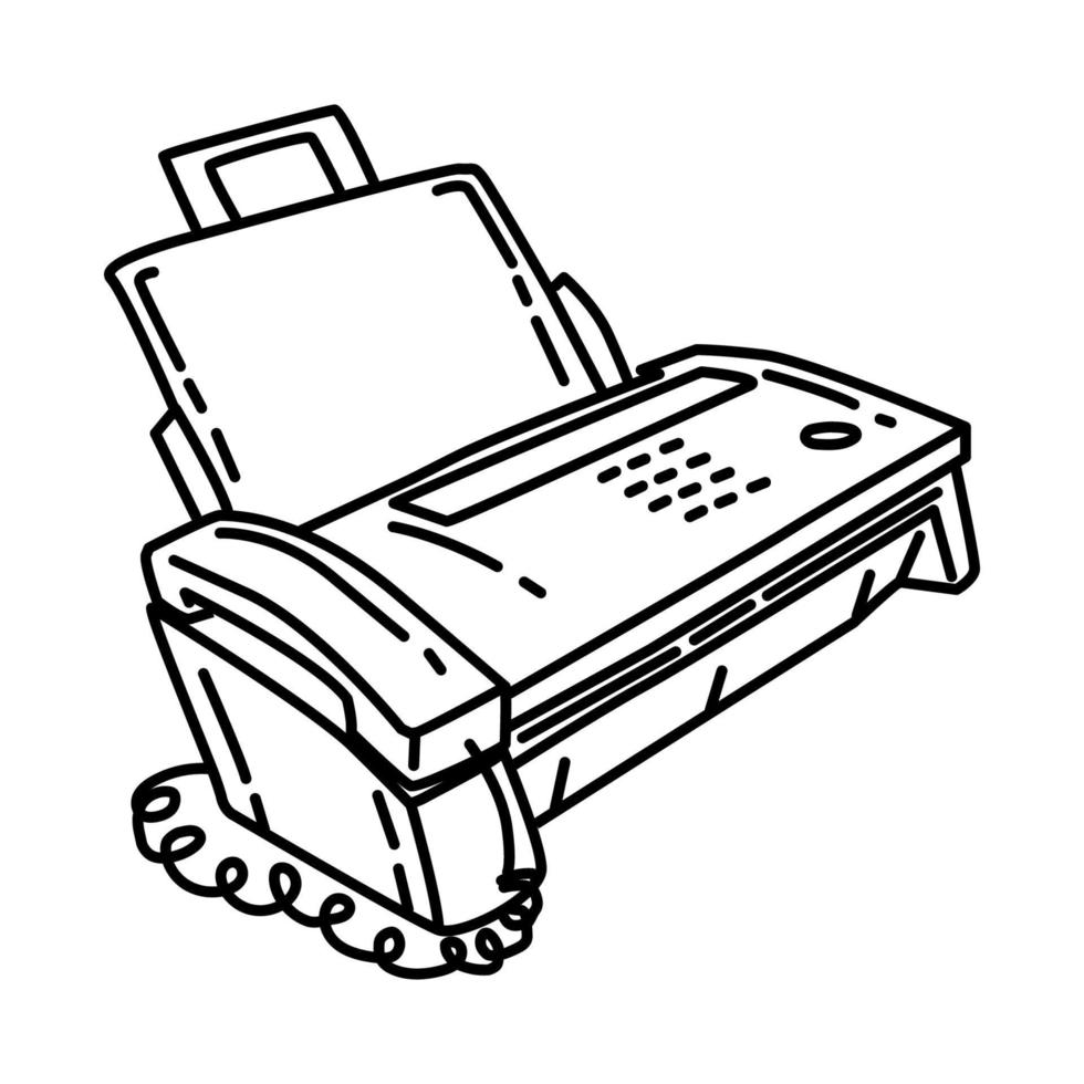 ícone de máquina de fax. doodle desenhado à mão ou estilo de ícone de contorno. vetor