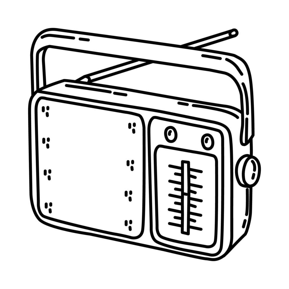 ícone portátil de rádio. doodle desenhado à mão ou estilo de ícone de contorno. vetor