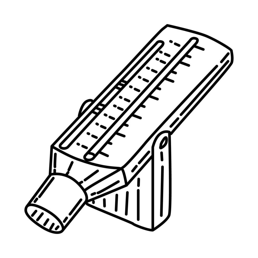 ícone do medidor de fluxo expiratório de pico. doodle desenhado à mão ou estilo de ícone de contorno. vetor