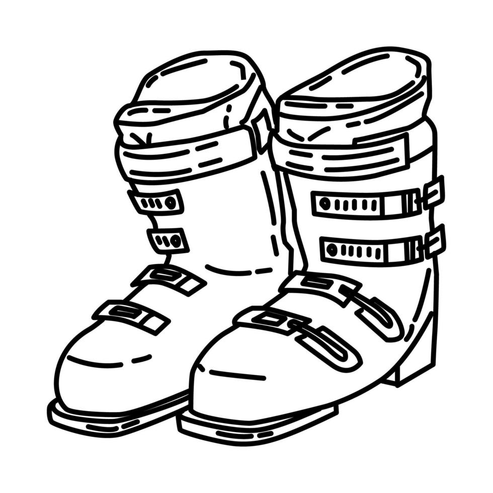 botas de esqui de inverno para ícone de homens. doodle desenhado à mão ou estilo de ícone de contorno. vetor