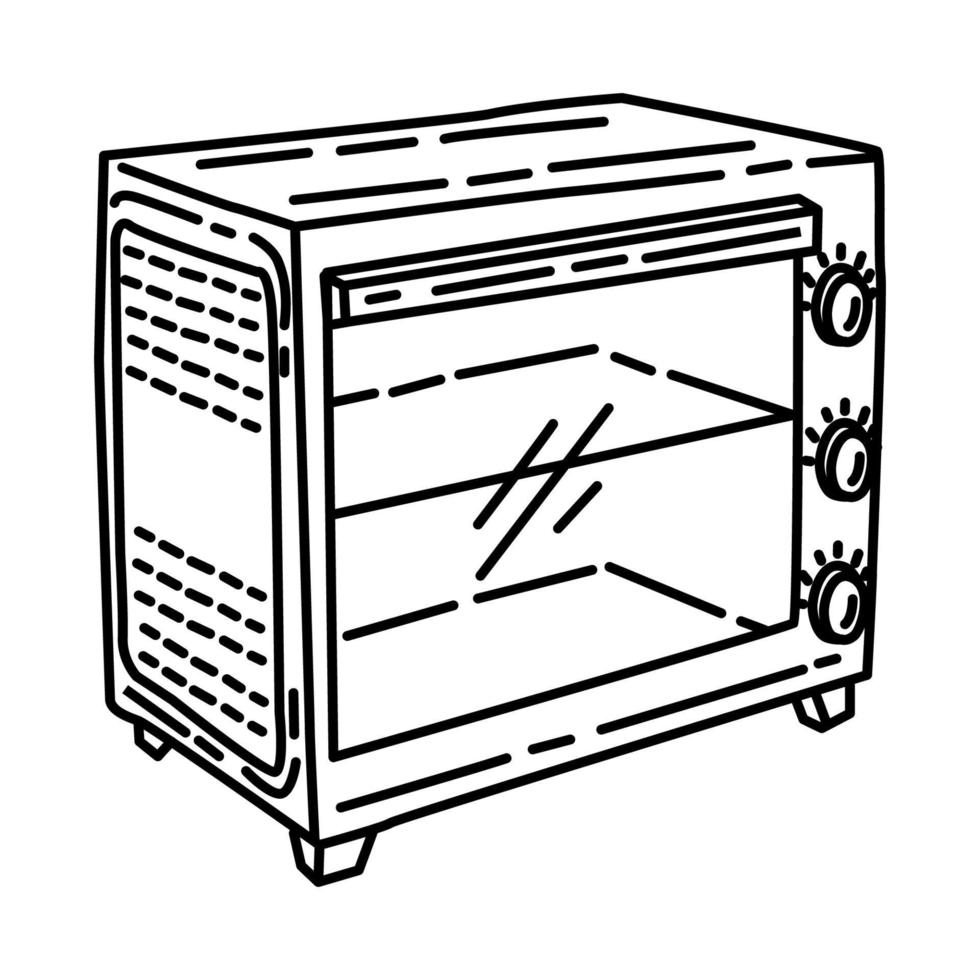 ícone de forno elétrico. doodle desenhado à mão ou estilo de ícone de contorno. vetor
