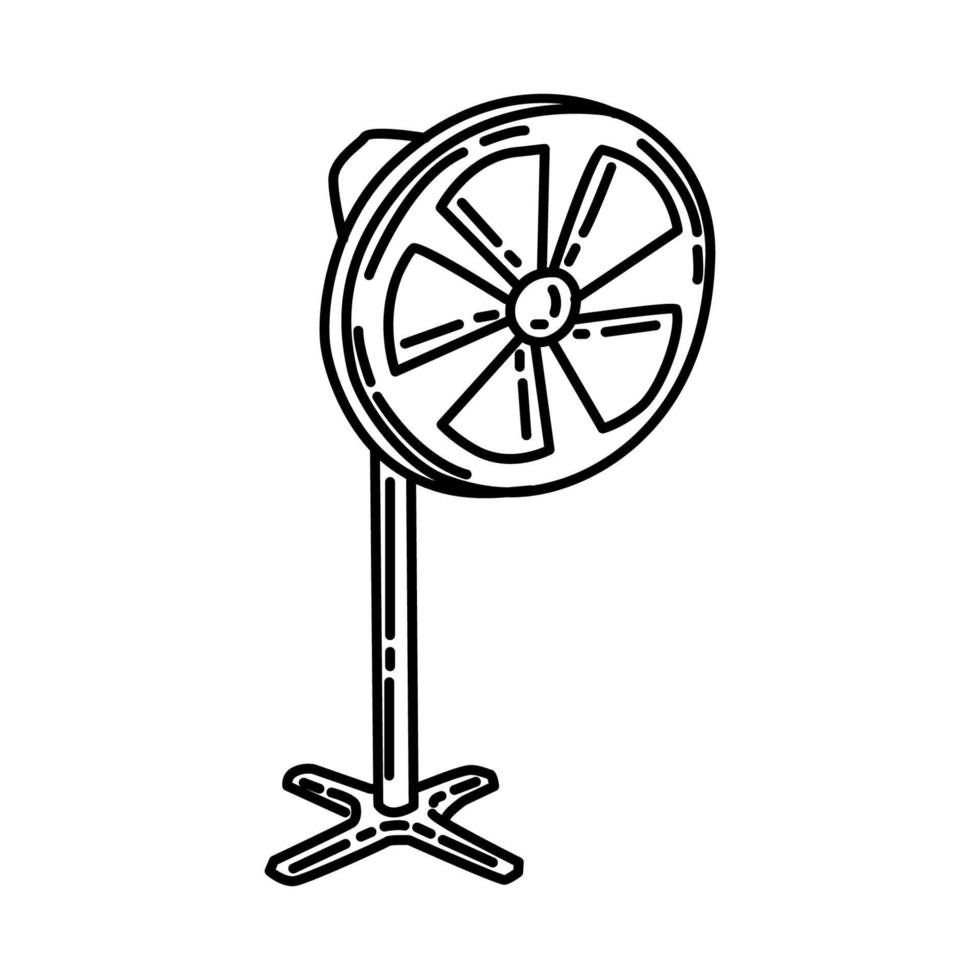 ícone de ventilador em pé. doodle desenhado à mão ou estilo de ícone de contorno. vetor