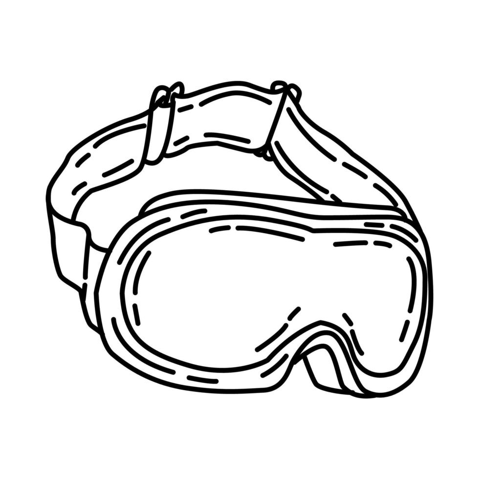 óculos de snowboard de inverno para ícone de crianças. doodle desenhado à mão ou estilo de ícone de contorno. vetor