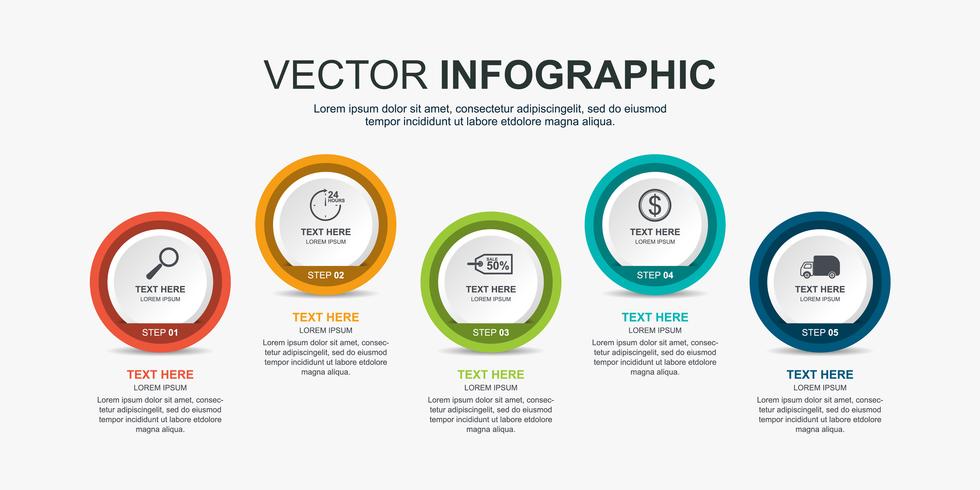 design de elementos infográfico com 5 opções vetor