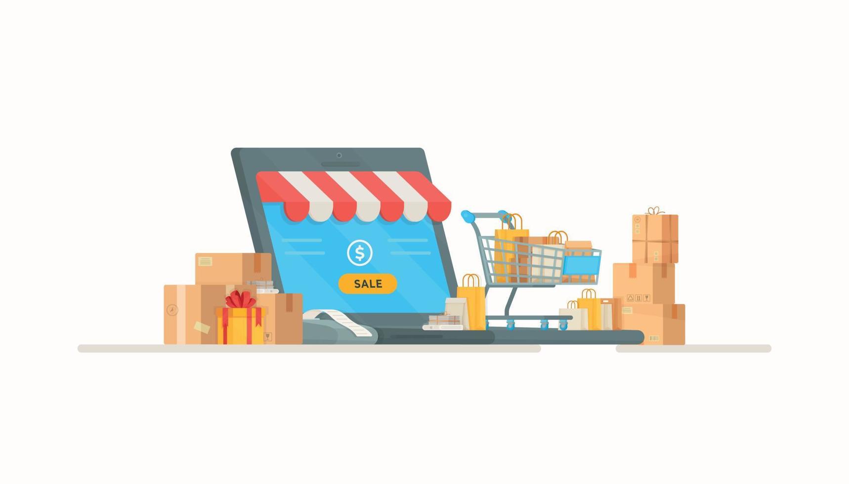 compras on-line, ilustração vetorial de pedidos em casa. vetor