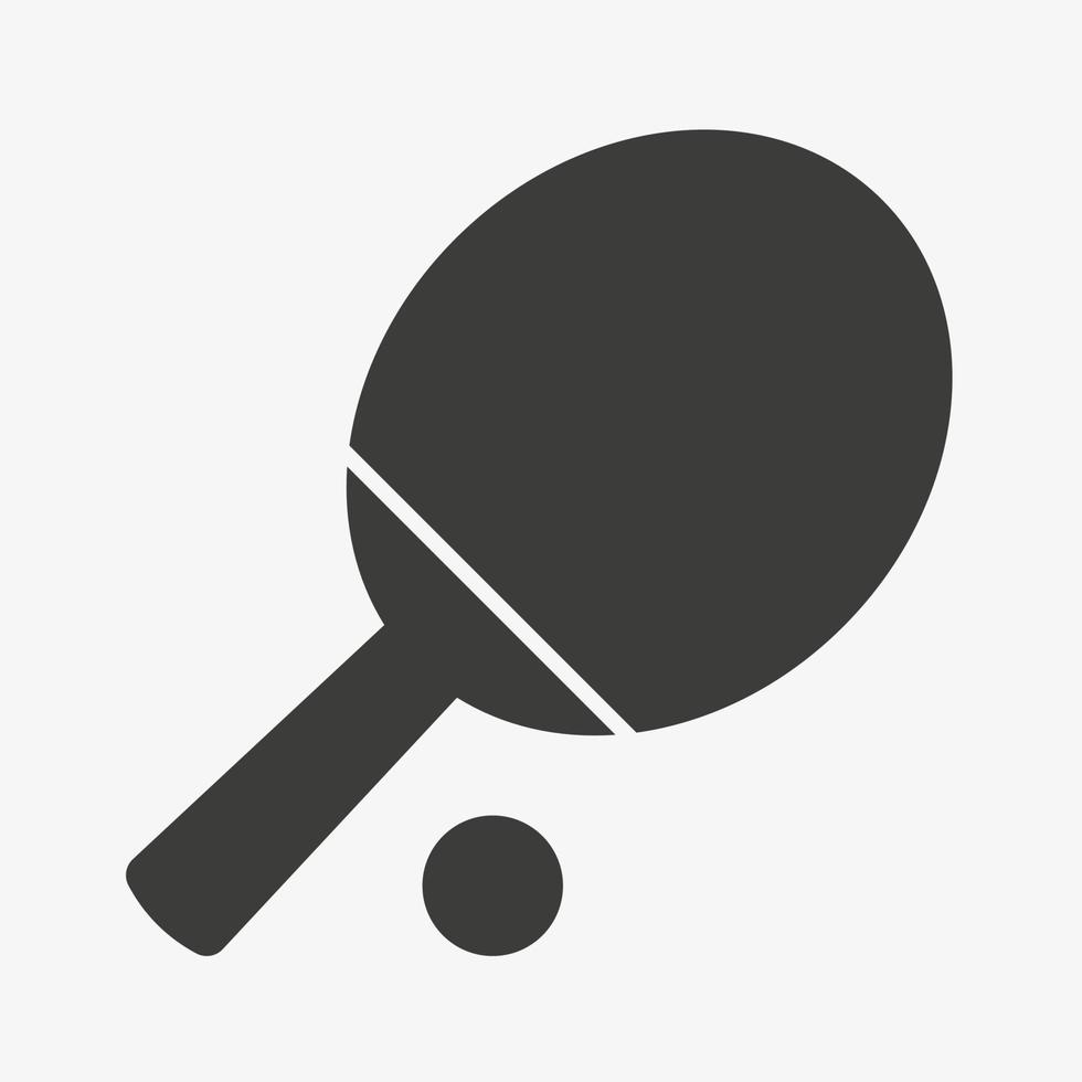 ícone de vetor de tênis de mesa isolado no fundo branco. sinal de pingue-pongue. taco e bola.