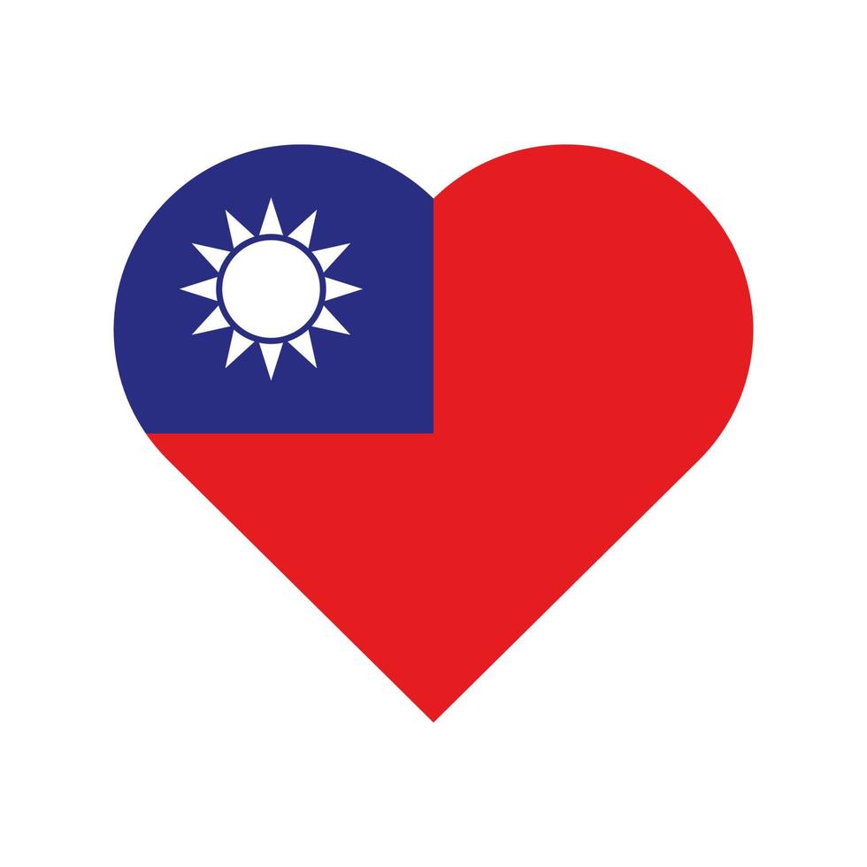 a bandeira de taiwan em forma de coração. ícone de vetor de bandeira taiwanesa isolado no fundo branco.
