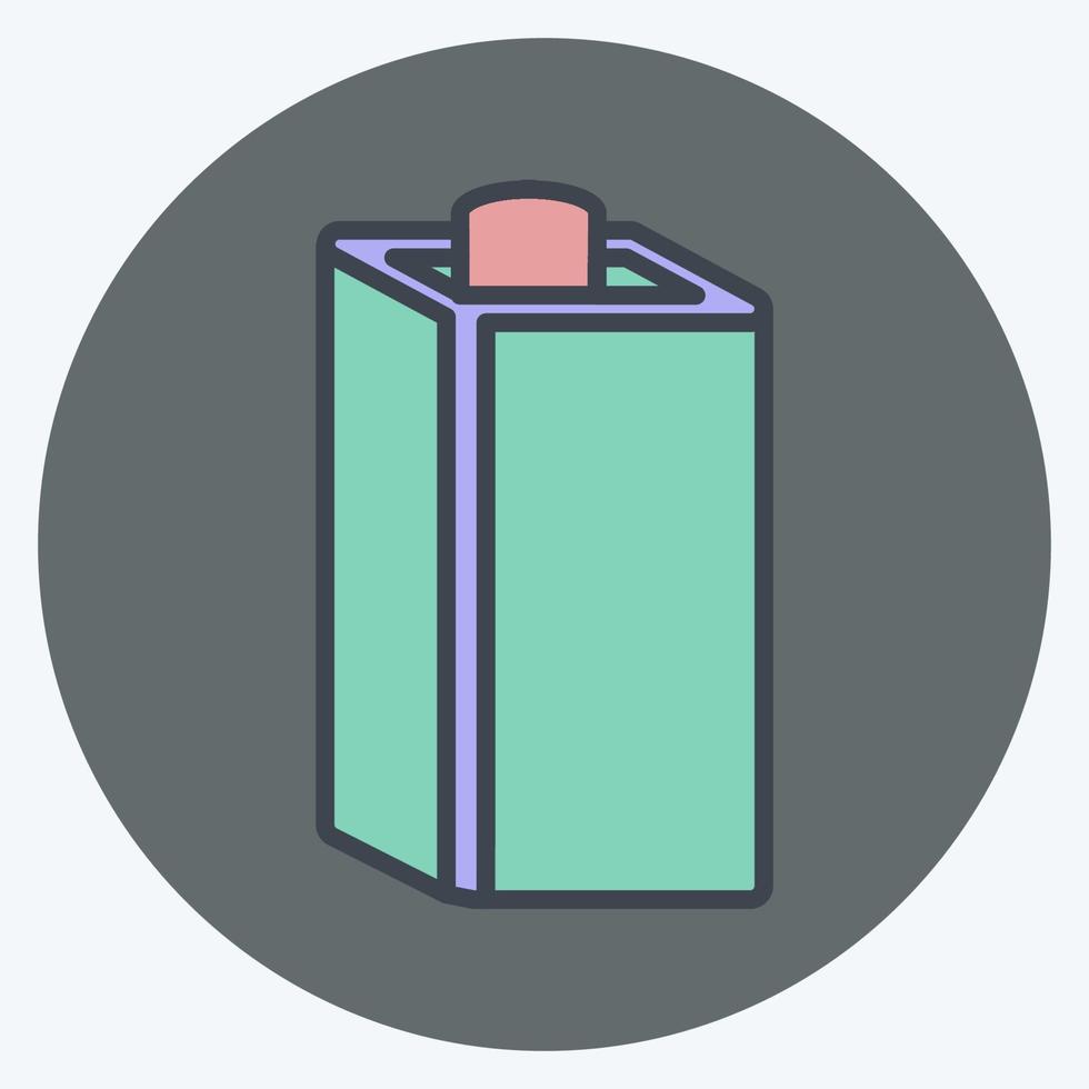 ícone de caixa de leite em estilo mate de cor na moda isolado em fundo azul suave vetor