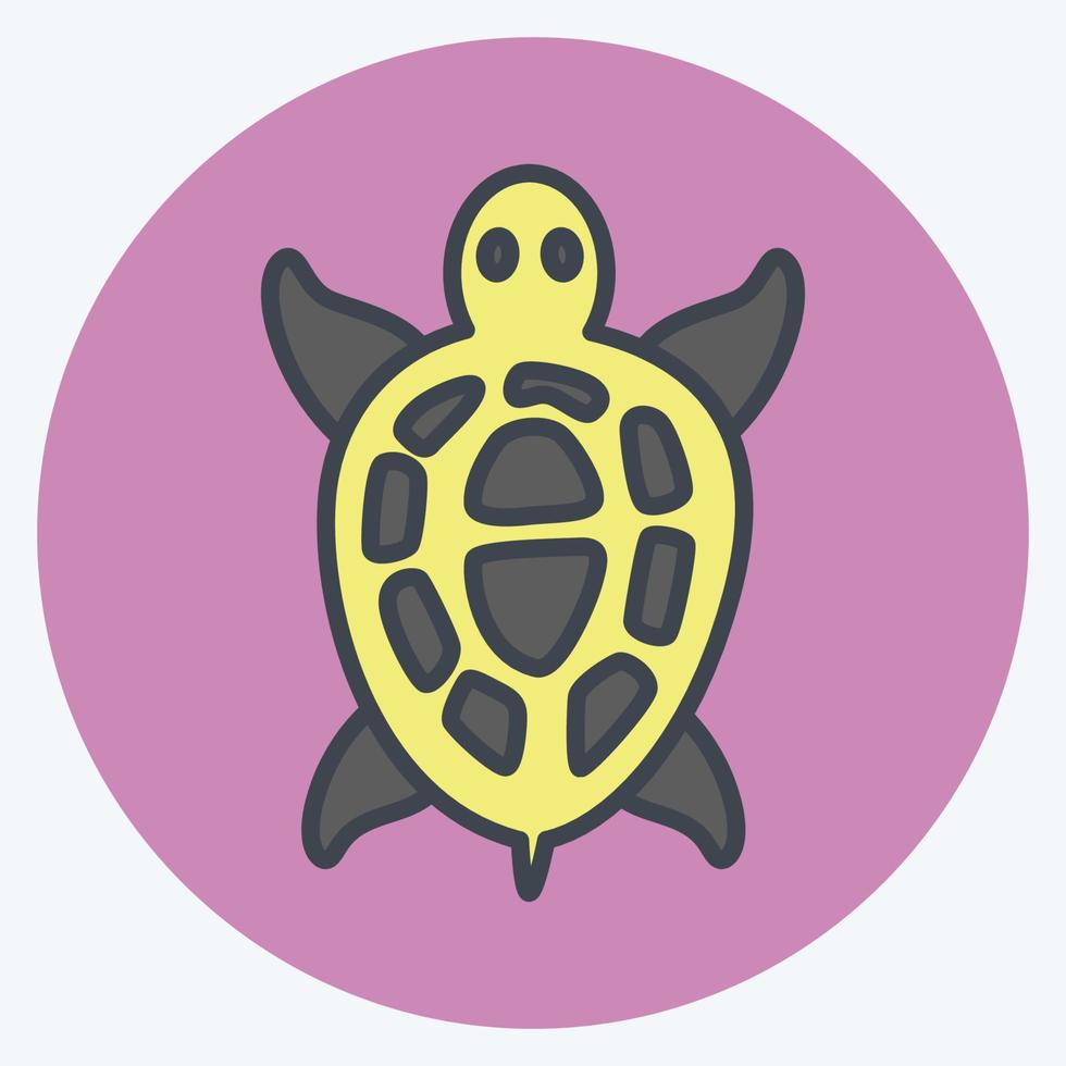 ícone de tartaruga de estimação em estilo mate de cor na moda isolado em fundo azul suave vetor