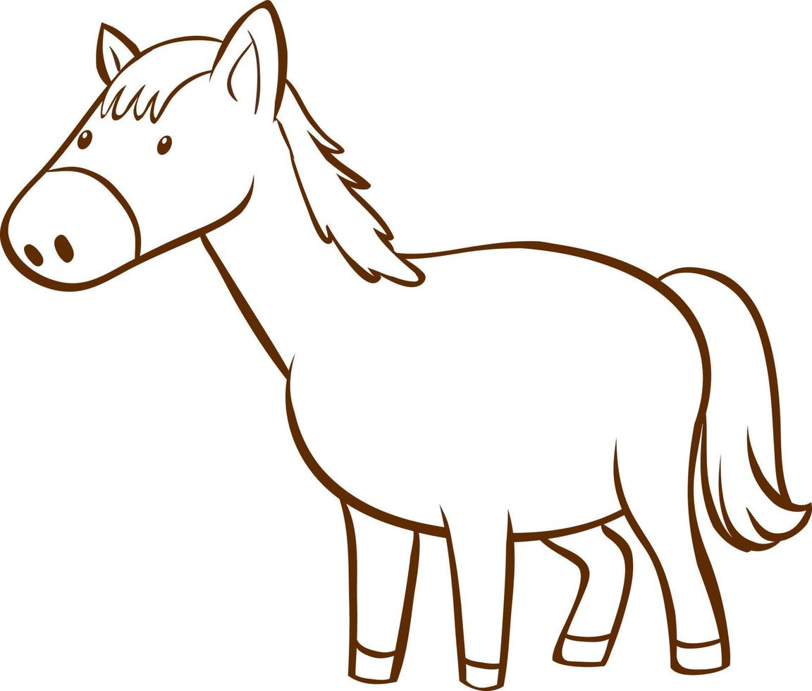 cavalo em estilo simples doodle no fundo branco vetor