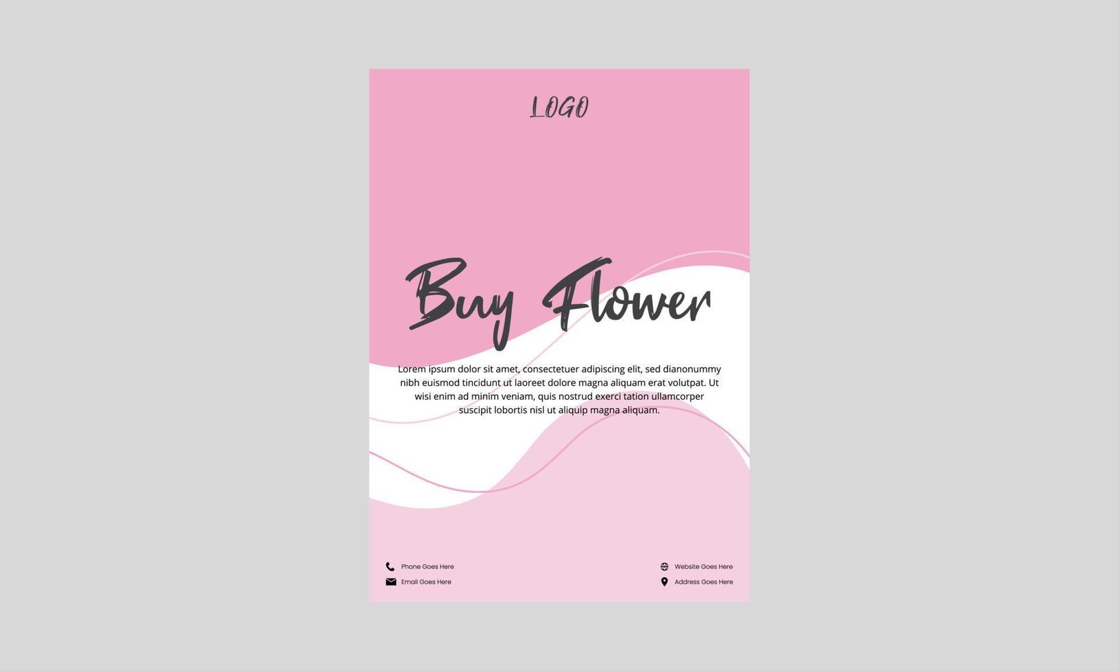 design de folheto de loja de flores. folheto de cartaz de loja de venda de flores na cor rosa. folheto de loja de vendedor de flores, design de folheto dl vetor