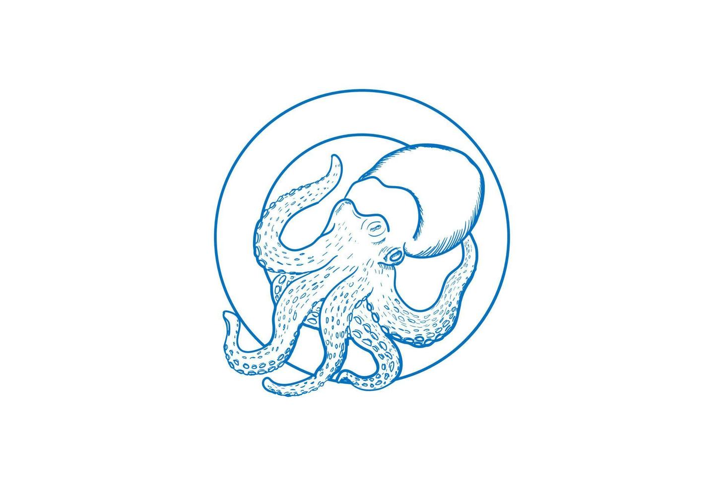 vintage retrô lula choco polvo tentáculo distintivo emblema rótulo logotipo design vetor
