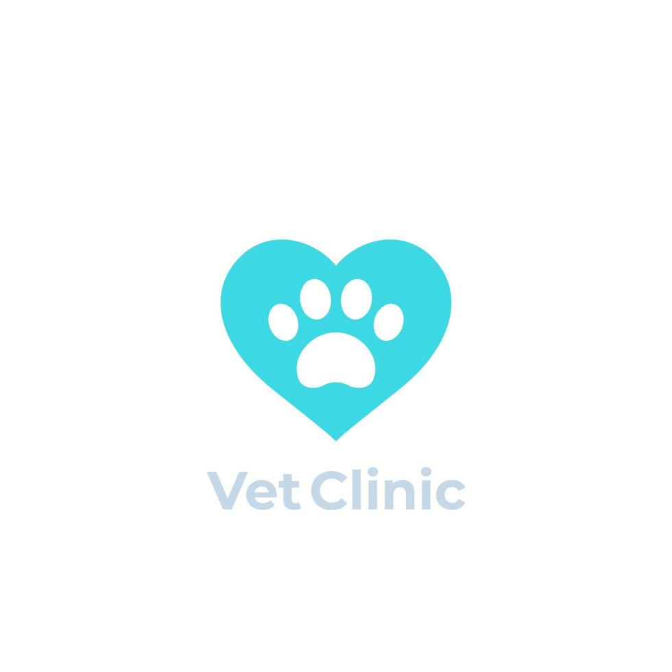 pata e coração, clínica veterinária, logotipo de vetor de pet shop