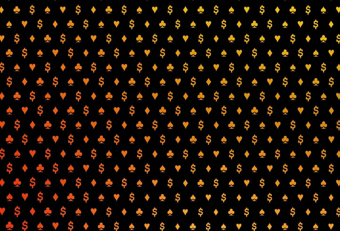 modelo de vetor amarelo e laranja escuro com símbolos de pôquer.