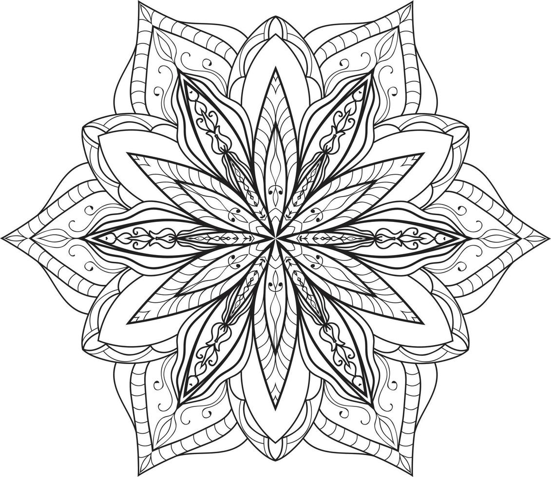 mandala de flores para colorir em branco vetor grátis