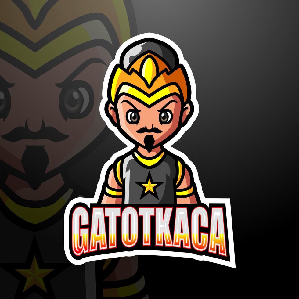 design de logotipo de esport de mascote gatotkaca vetor