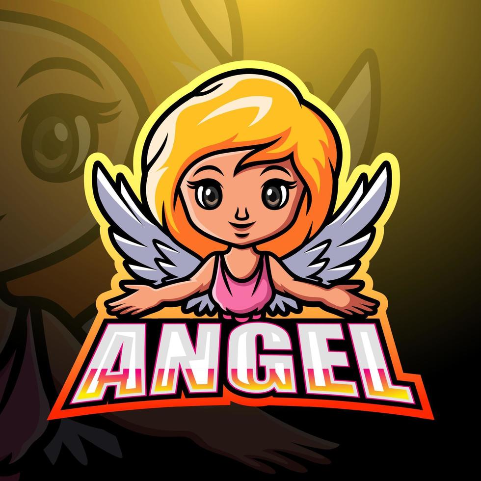 design de logotipo de esport de mascote de anjo vetor